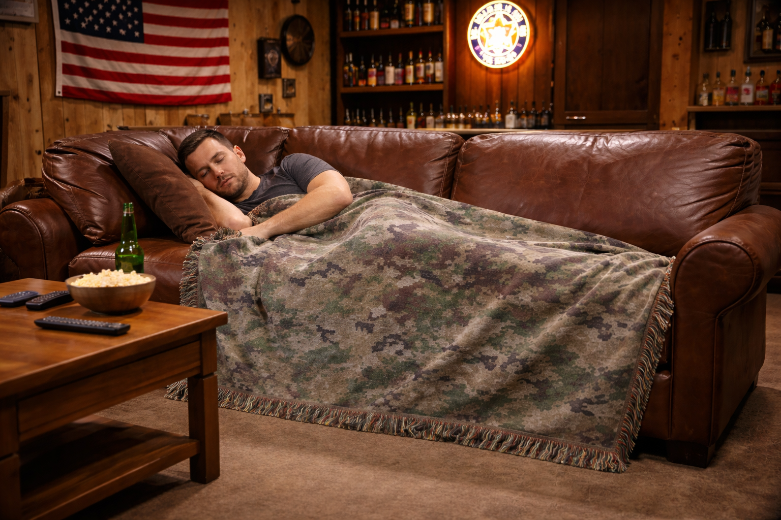 U.S. Marine Corps MARPAT Camouflage Woven Blanket – Military Camouflage Throw – USMC / Navy Inspired