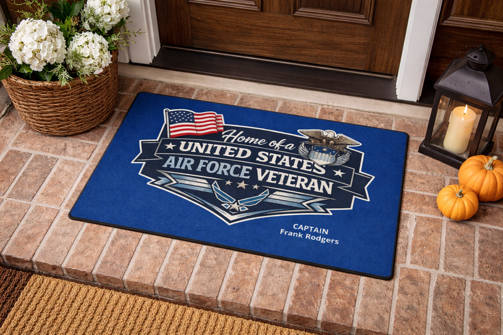 Custom U.S. Air Force Veteran Doormat – Personalized Military Welcome Mat | Rank, Name, Unit Customization