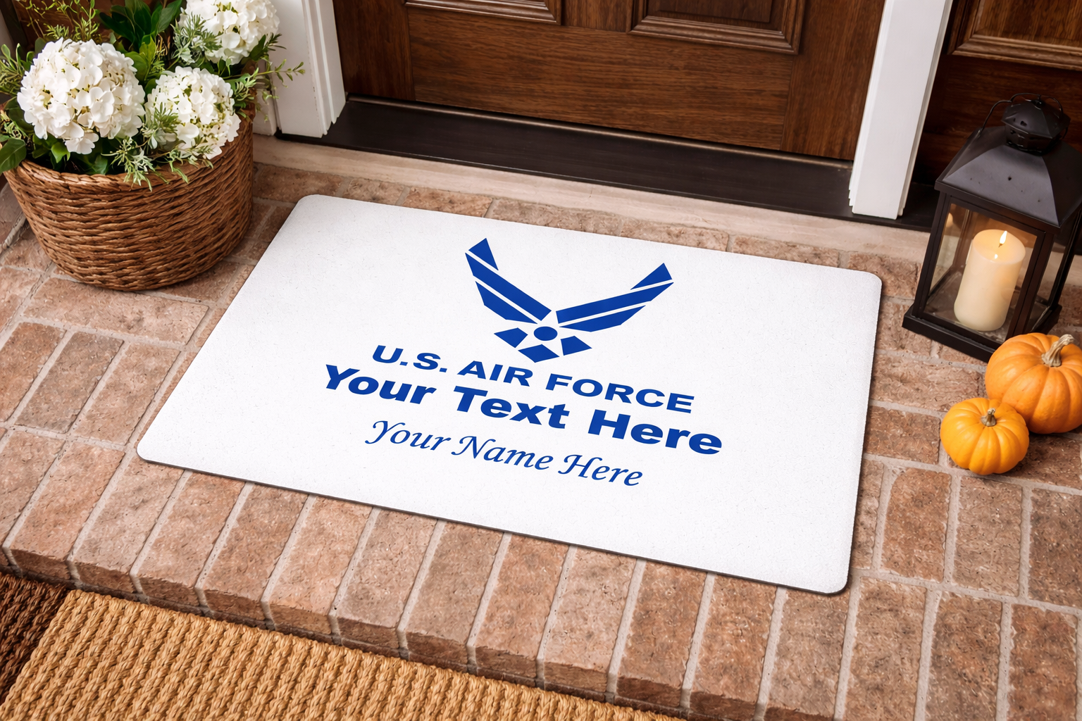 Custom U.S. Air Force Doormat – Personalized Military Welcome Mat | Rank, Name, Unit & Message Custom