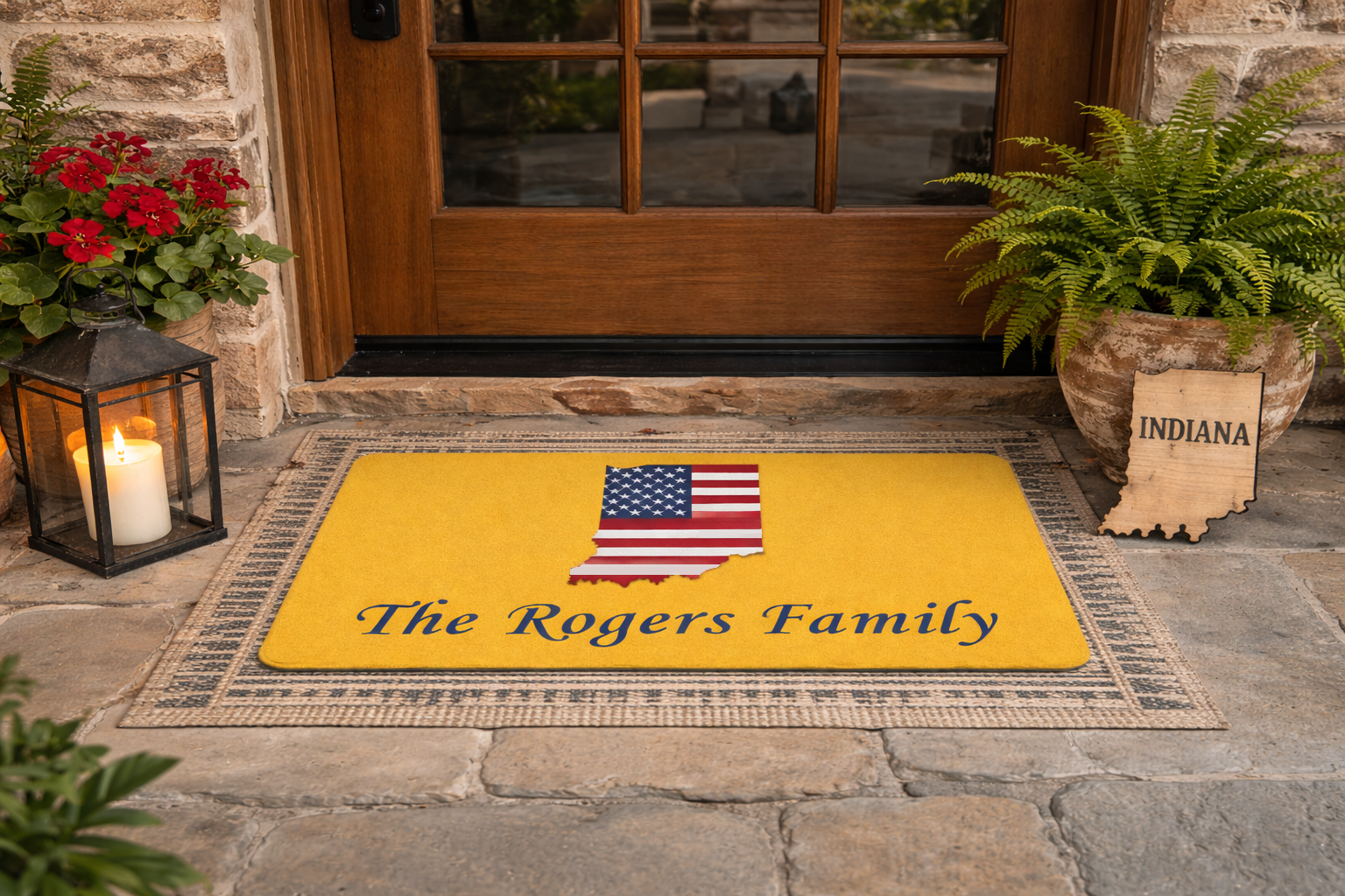 Your State | Welcome To Our Home! Personalized American Flag Doormat