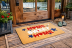 Home Sweet Home Patriotic Welcome Mat – Red White Blue Doormat – 18" x 30" Indoor Outdoor