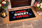 Home Sweet Home Patriotic Welcome Mat – Red White Blue Doormat – 18" x 30" Indoor Outdoor