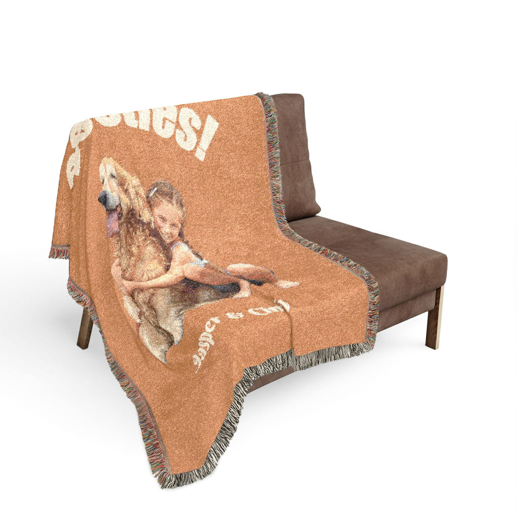 Besties Woven Blanket — Custom Pet Photo Woven Blanket – Personalized Dog & Cat Cotton Throw (3 Sizes)