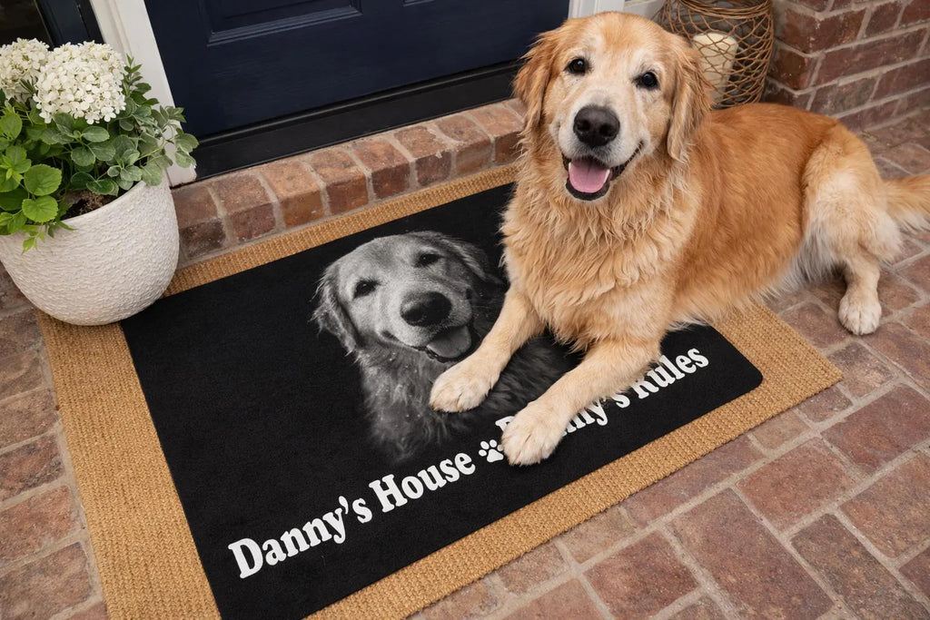 Custom Pet Photo Doormat – Personalized Dog Doormat with Name – Upload Your Pet Picture