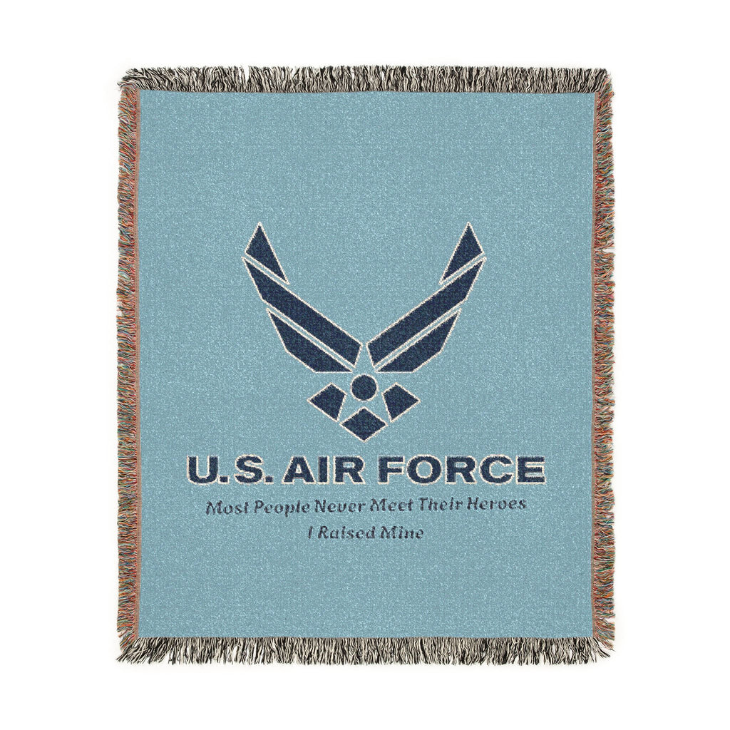 Custom U.S. Air Force Aim High Woven Blanket – Personalized USAF Military Gift with Name & Rank