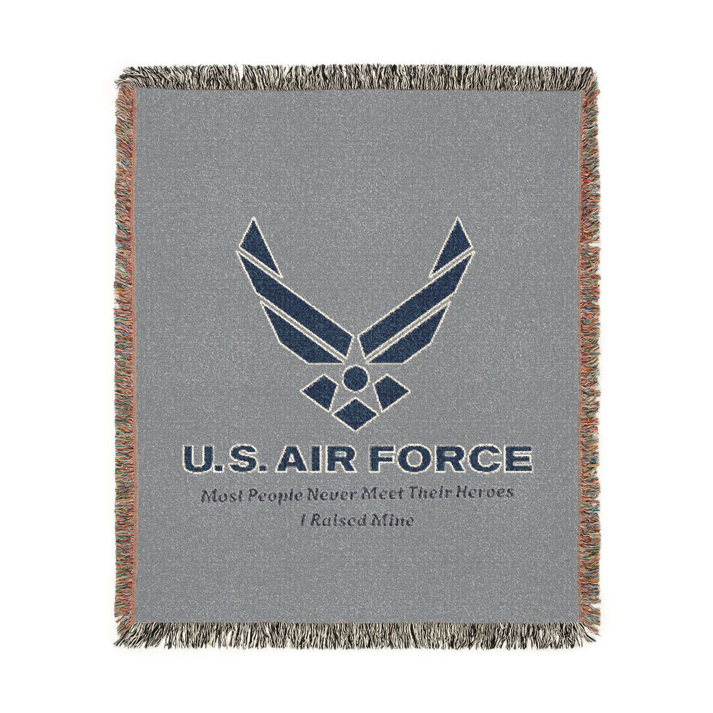 Custom U.S. Air Force Aim High Woven Blanket – Personalized USAF Military Gift with Name & Rank