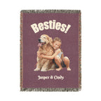 Besties Woven Blanket — Custom Pet Photo Woven Blanket – Personalized Dog & Cat Cotton Throw (3 Sizes)