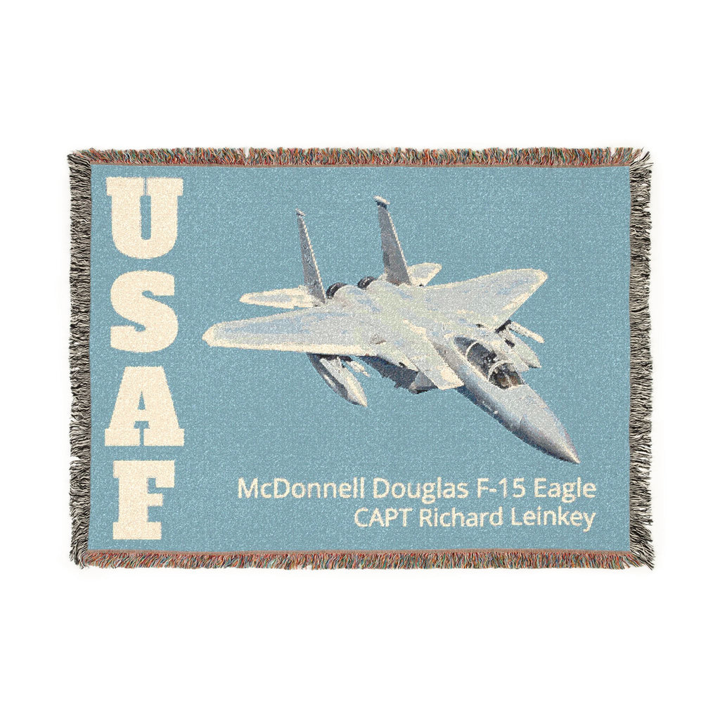 Custom U.S. Air Force Aircraft Woven Blanket – Personalized USAF Aviation Blanket – Military Gift for Airmen & Veterans