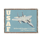 Custom U.S. Air Force Aircraft Woven Blanket – Personalized USAF Aviation Blanket – Military Gift for Airmen & Veterans