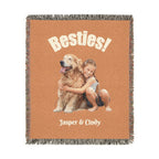 Besties Woven Blanket — Custom Pet Photo Woven Blanket – Personalized Dog & Cat Cotton Throw (3 Sizes)