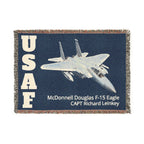 Custom U.S. Air Force Aircraft Woven Blanket – Personalized USAF Aviation Blanket – Military Gift for Airmen & Veterans