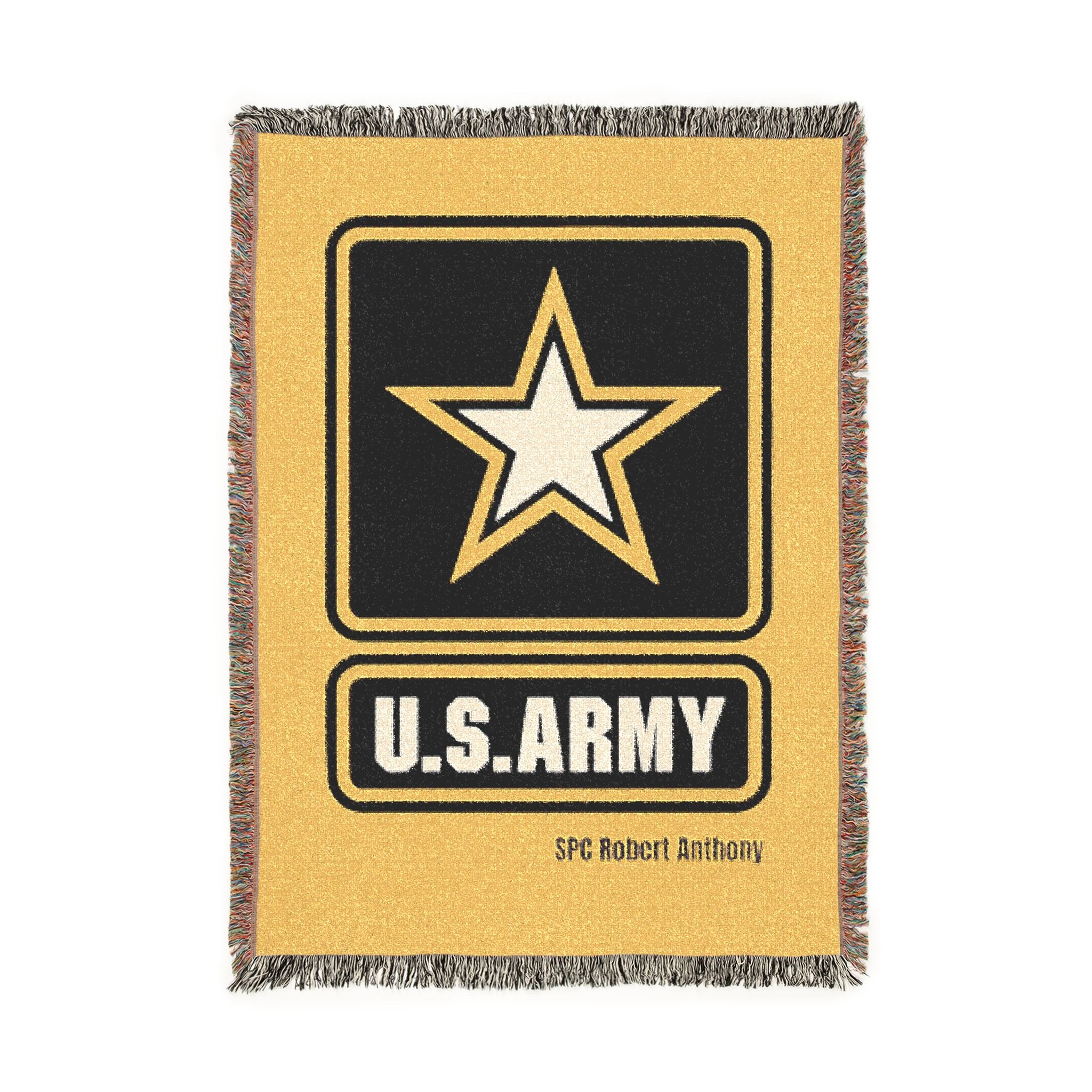Personalized U.S. Army Woven Blanket – Custom Military Gift with Rank, Name, Unit – Veteran & Active Duty Gift (3 Sizes, 14 Colors)