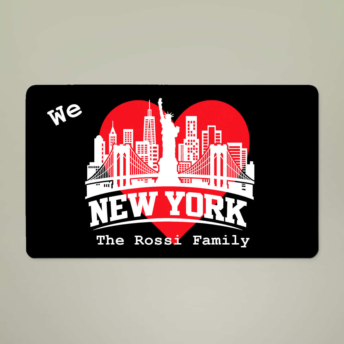 Personalized New York Skyline Doormat – We Love New York Custom Family Welcome Mat