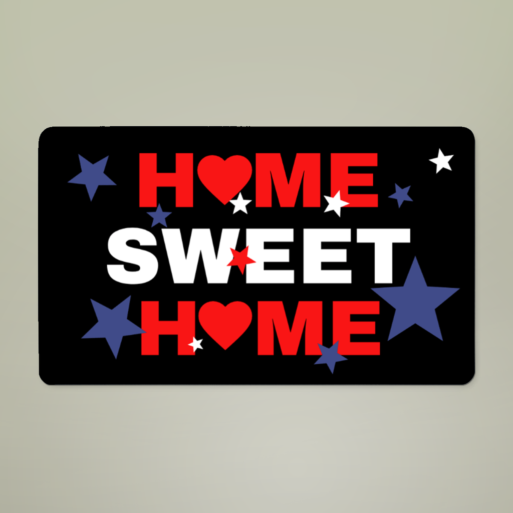 Home Sweet Home Patriotic Welcome Mat – Red White Blue Doormat – 18" x 30" Indoor Outdoor