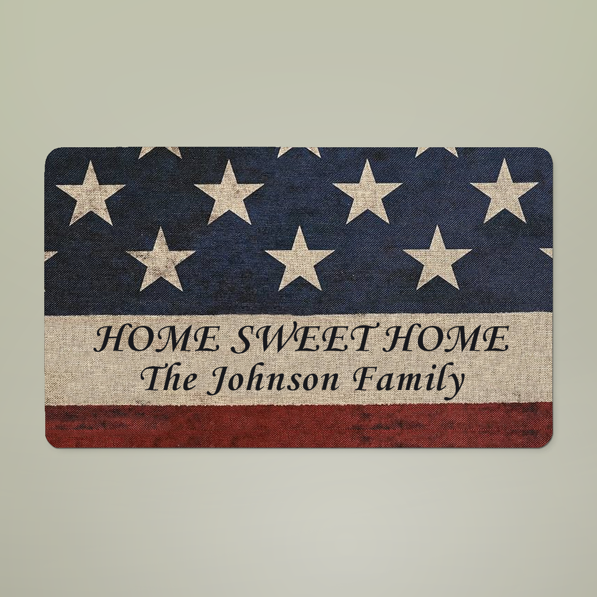 Personalized Land of the Free Doormat – American Flag Custom Military Family Welcome Mat