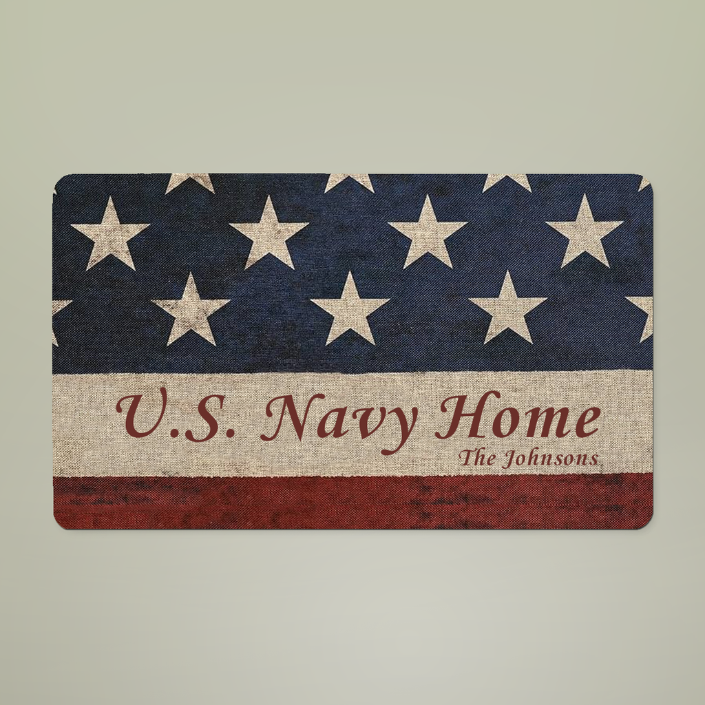 Personalized U.S. Navy Doormat | Custom Navy Veteran, Navy Family & Navy Home Welcome Mat