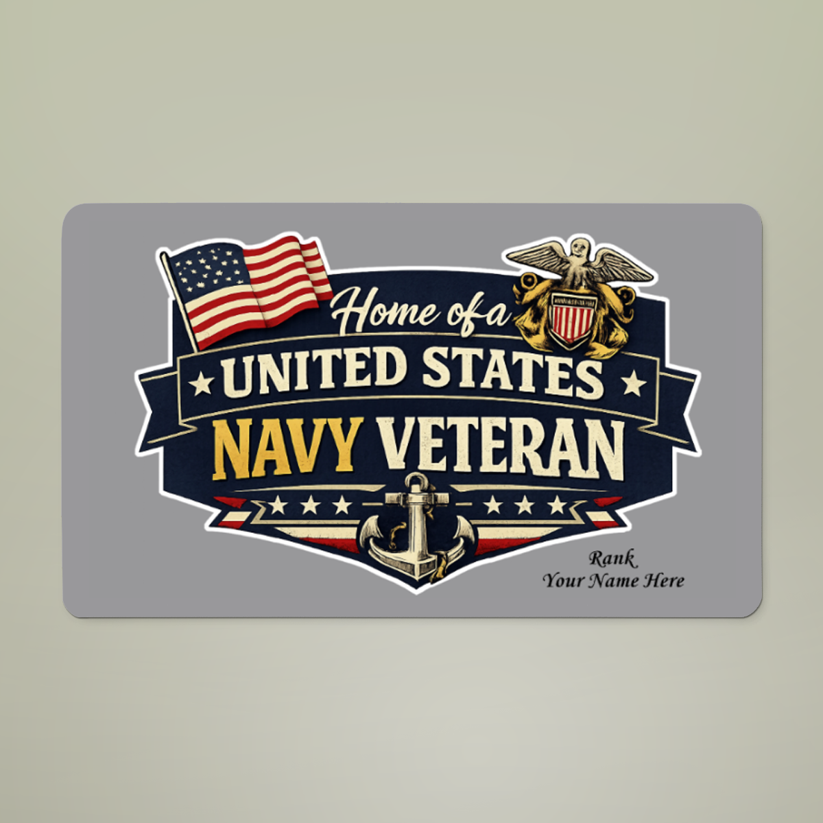 Personalized U.S. Navy Veteran Doormat | Custom Navy Veteran & Navy Family Welcome Mat