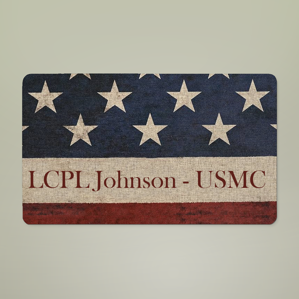 Personalized U.S. Marine Corps American Flag Doormat | Custom USMC Name, Rank & Unit Welcome Mat