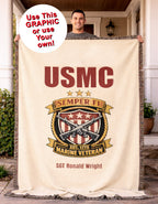 Custom U.S. Marine Corps Woven Blanket – Personalized USMC Gift – Upload Your Own Design