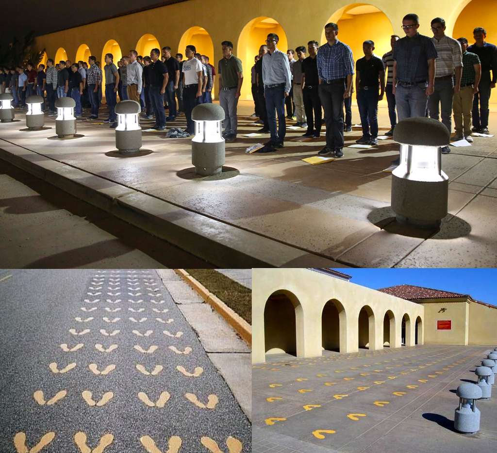 Personalized Marine Corps Yellow Footprints Doormat | Custom USMC Semper Fi Welcome Mat
